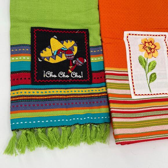 Harry & David "Caliente" “Cha Cha Cha” embroidered kitchen dish towels -set of 3 - Picture 2 of 6
